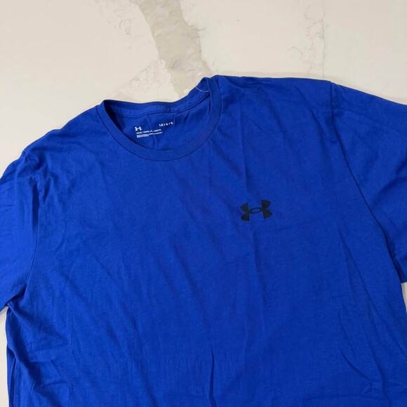 Under Armour Sport Left Chest Logo Short Sleeve TShirt Mens Large Loose Fit Blue - Picture 2 of 5